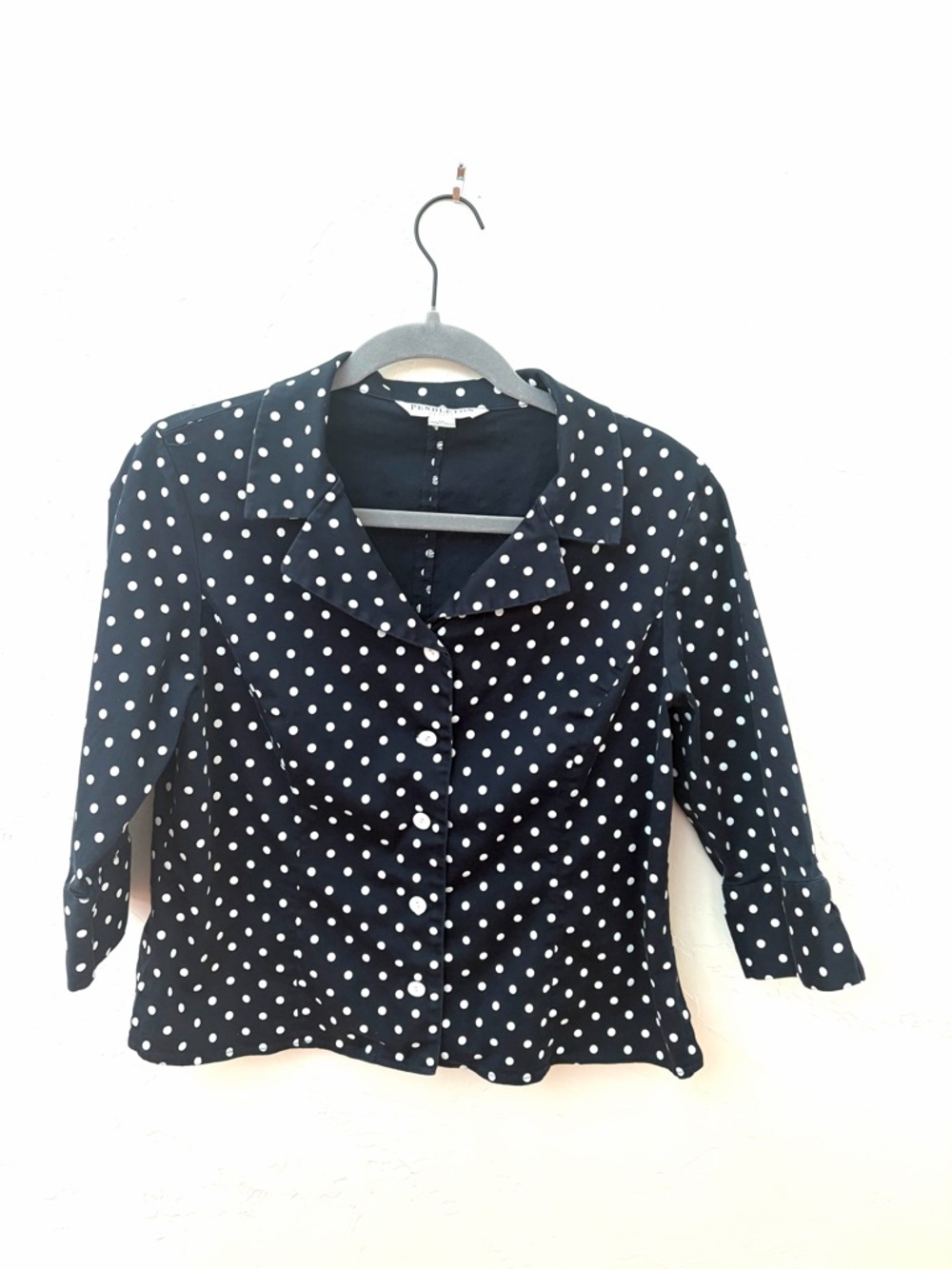 Pendleton Navy and White Polka Dot Button-Front Shirt
